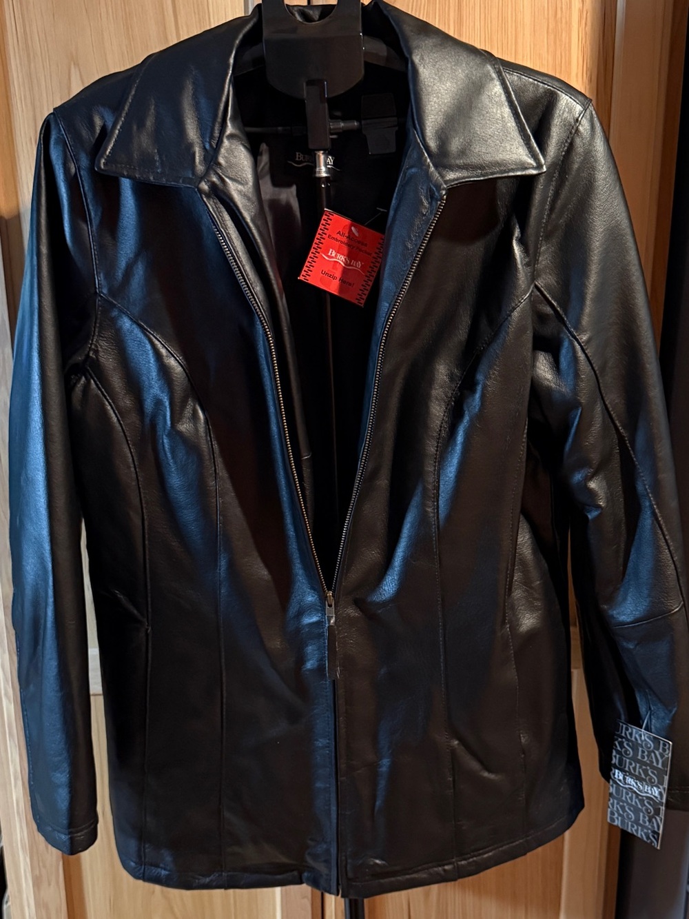 Black Leather Zip-Front Jacket by Burk’s Bay